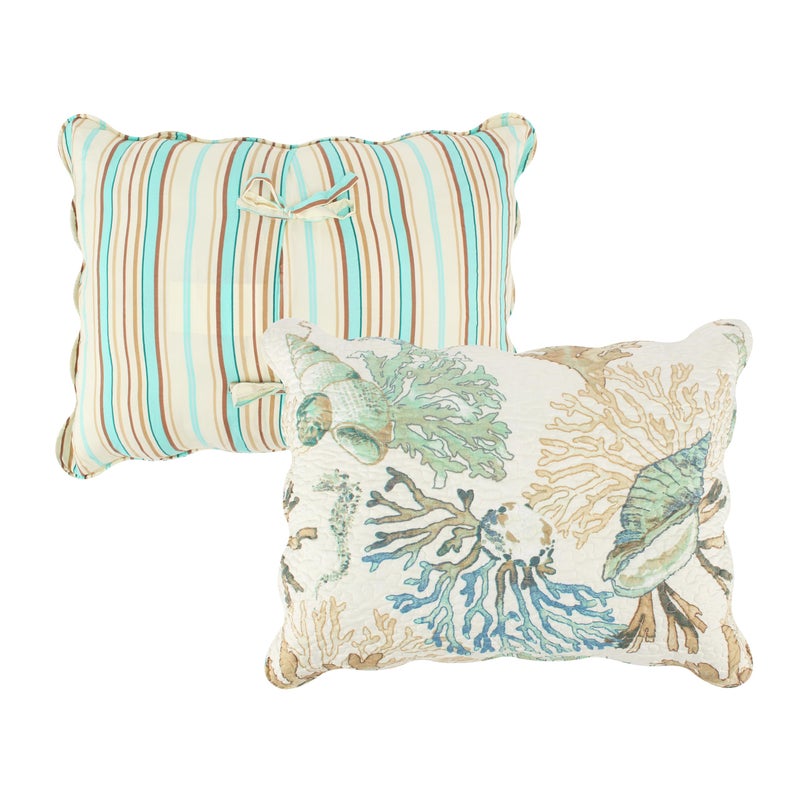 Greenland Home Fashions Barefoot Bungalow Atlantis Pillow Sham, King, Jade,GL-1810AKS - Image 2